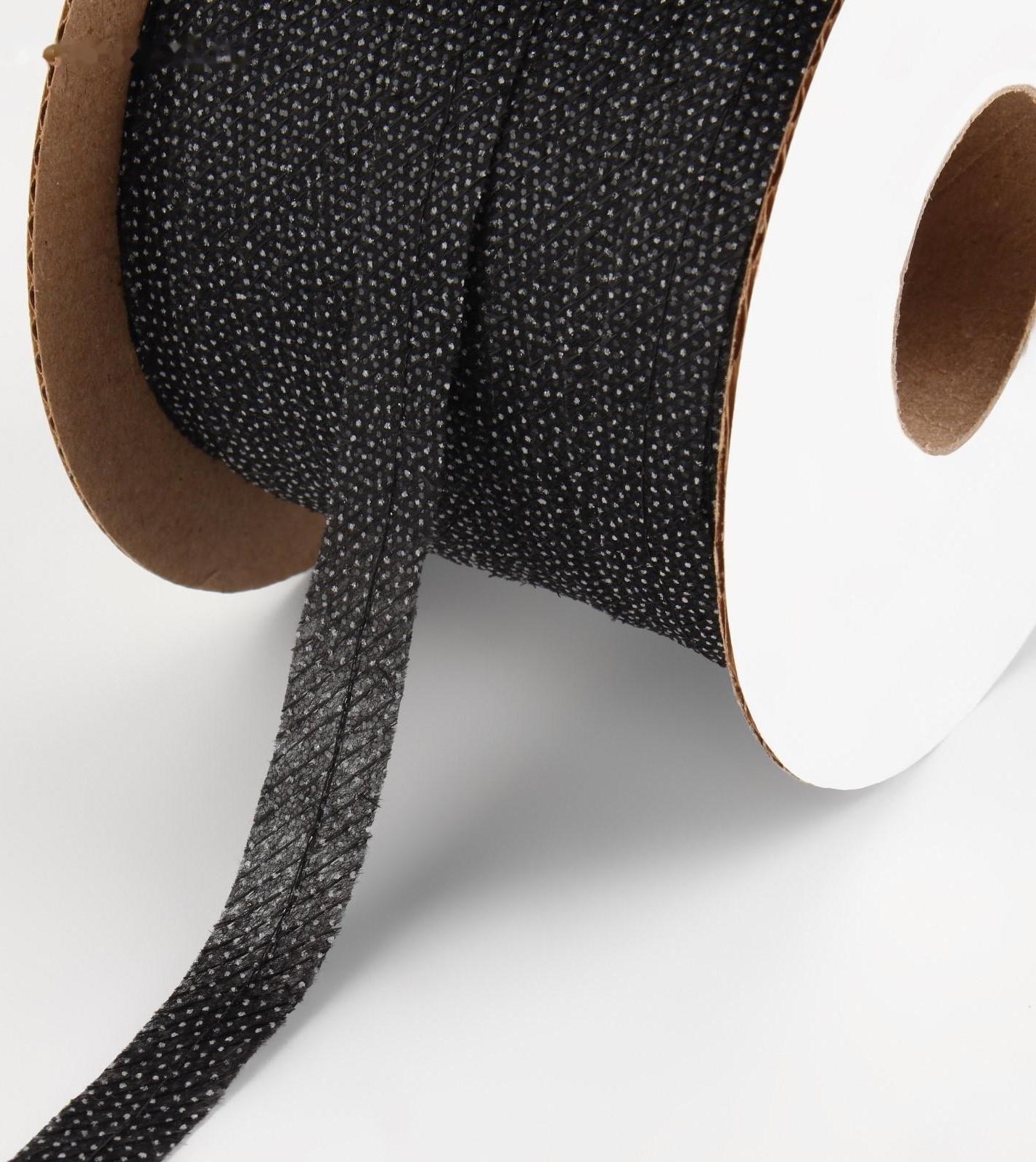 Флизелиновая лента, нитепрошивная, усиленная, 12 мм, 100 м, цвет чёрный