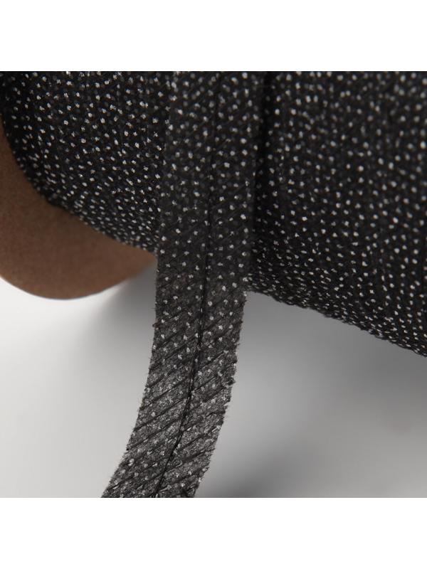 Флизелиновая лента, нитепрошивная, усиленная, 12 мм, 100 м, цвет чёрный