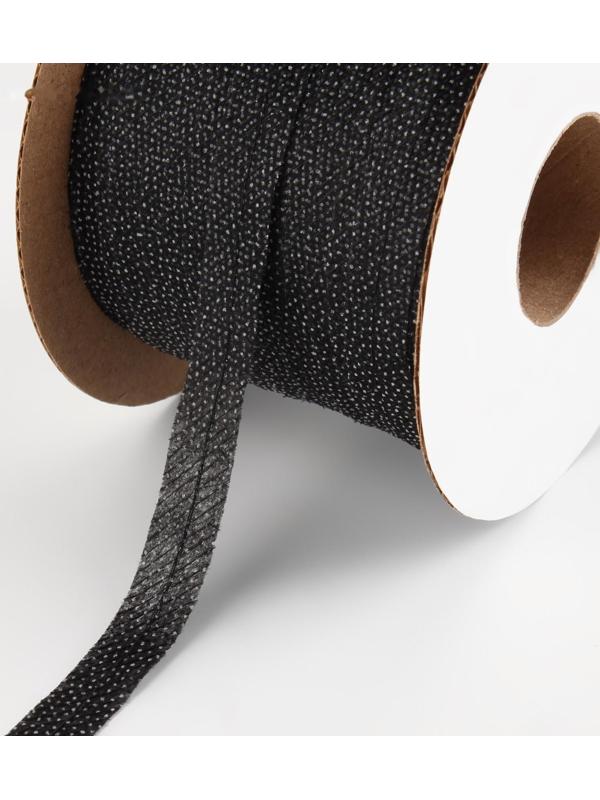 Флизелиновая лента, нитепрошивная, усиленная, 12 мм, 100 м, цвет чёрный