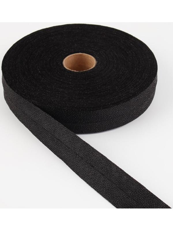 Флизелиновая лента, нитепрошивная, усиленная, 30 мм, 50 м, цвет чёрный