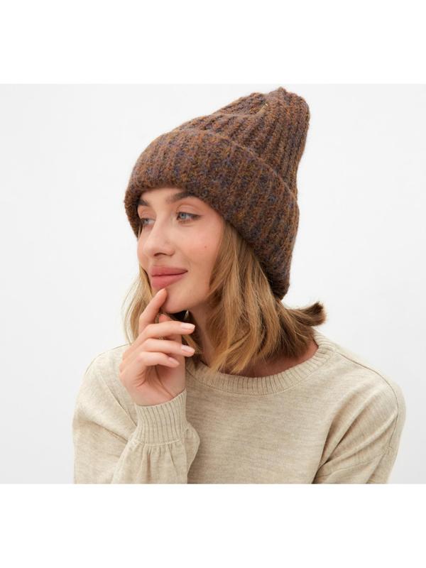 Шапка женская MINAKU овер one size 52-58 коричневый