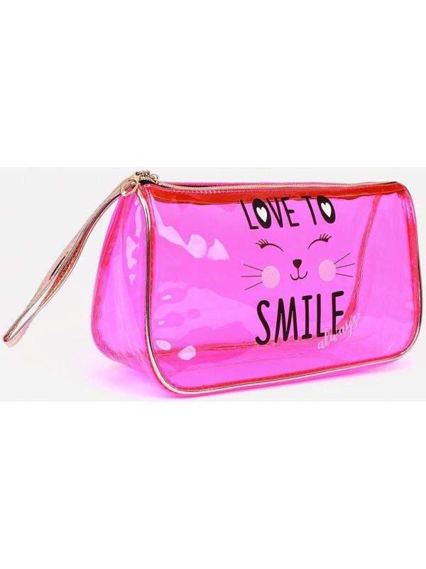 Косметичка на молнии, с ручкой, цвет малиновый