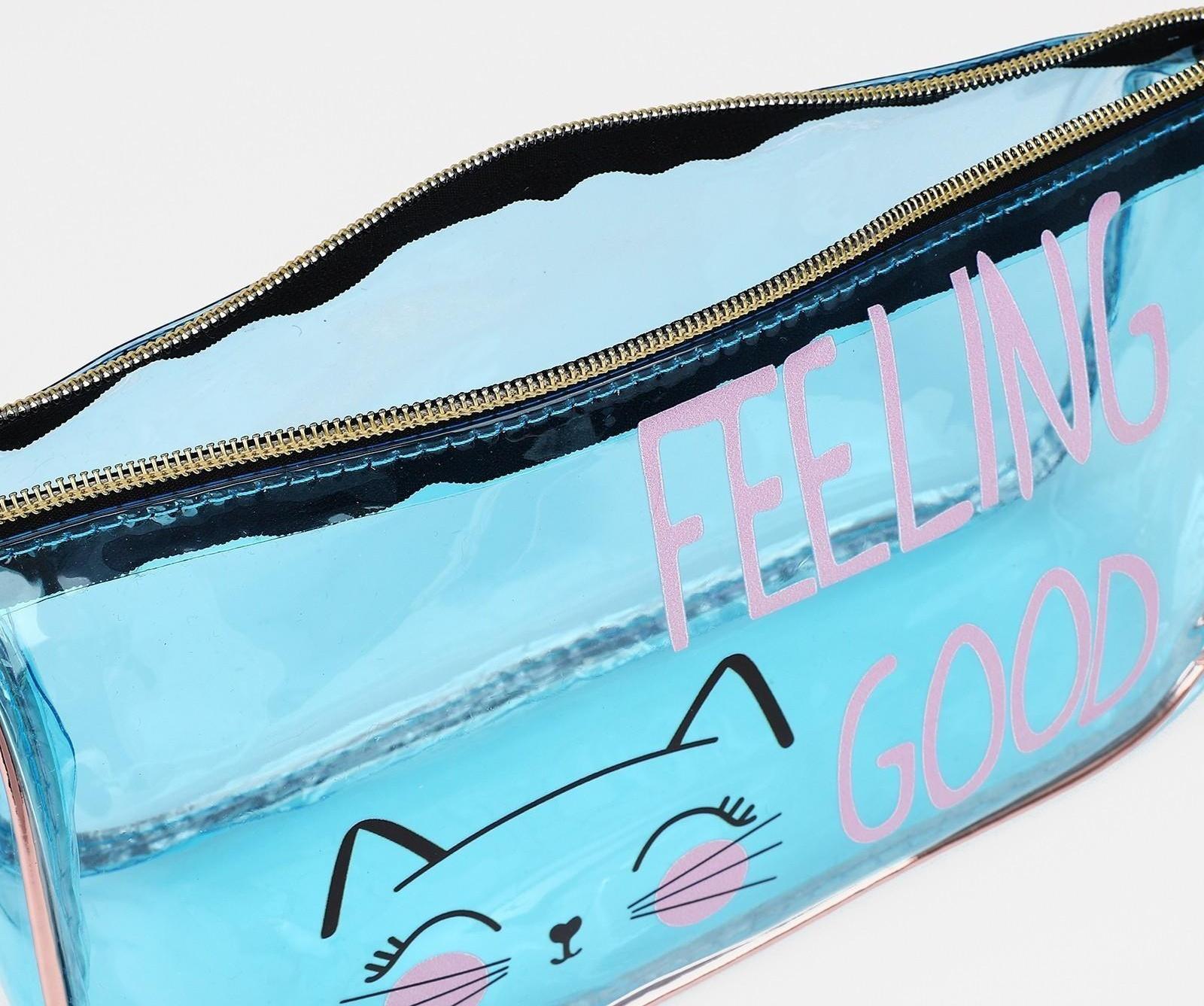 Косметичка на молнии, с ручкой, цвет голубой