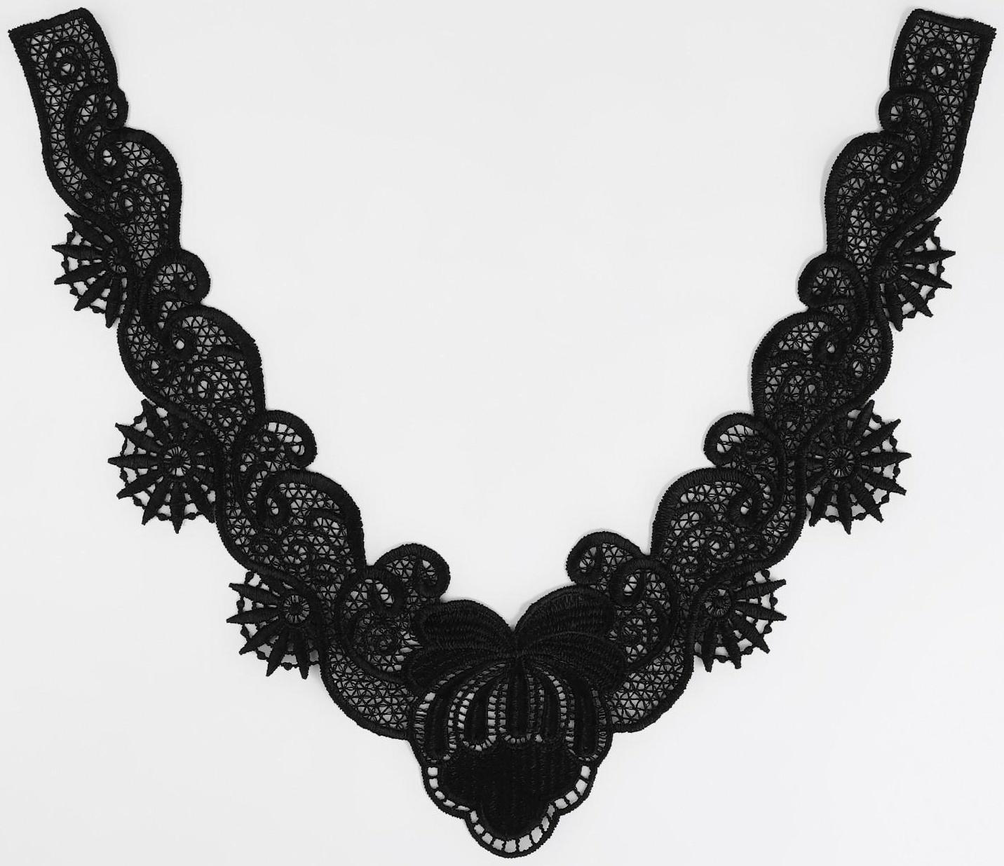 Воротник кружевной, 23,5 × 24,3 см, цвет чёрный