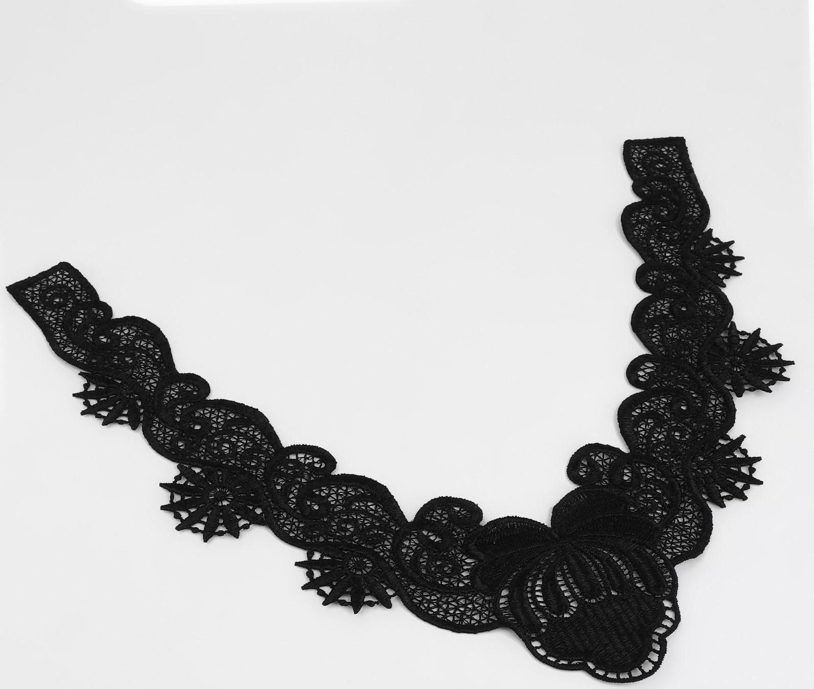 Воротник кружевной, 23,5 × 24,3 см, цвет чёрный