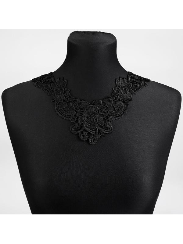 Воротник кружевной, 23,5 × 24,3 см, цвет чёрный