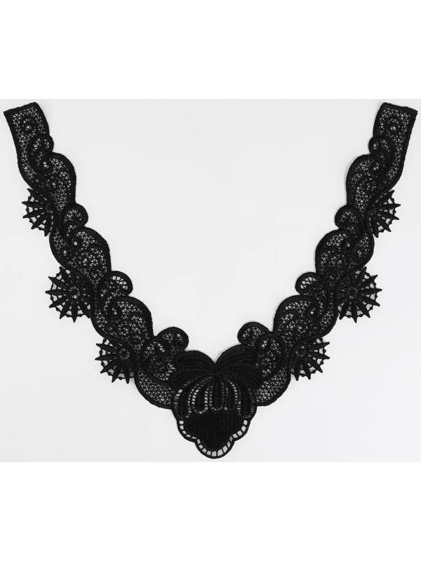 Воротник кружевной, 23,5 × 24,3 см, цвет чёрный