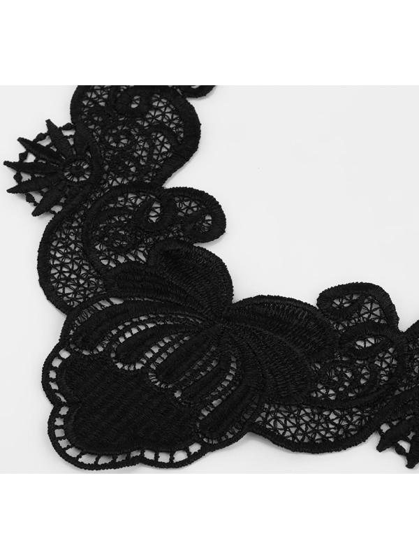 Воротник кружевной, 23,5 × 24,3 см, цвет чёрный