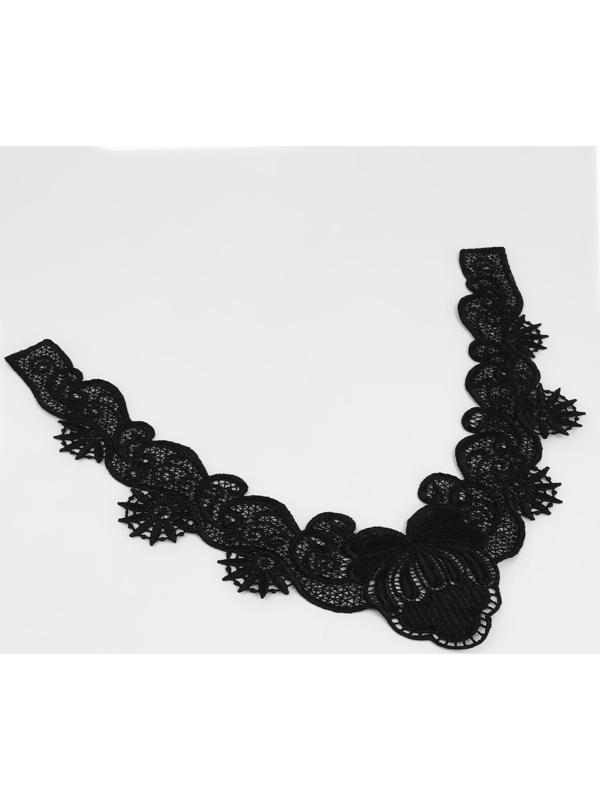 Воротник кружевной, 23,5 × 24,3 см, цвет чёрный