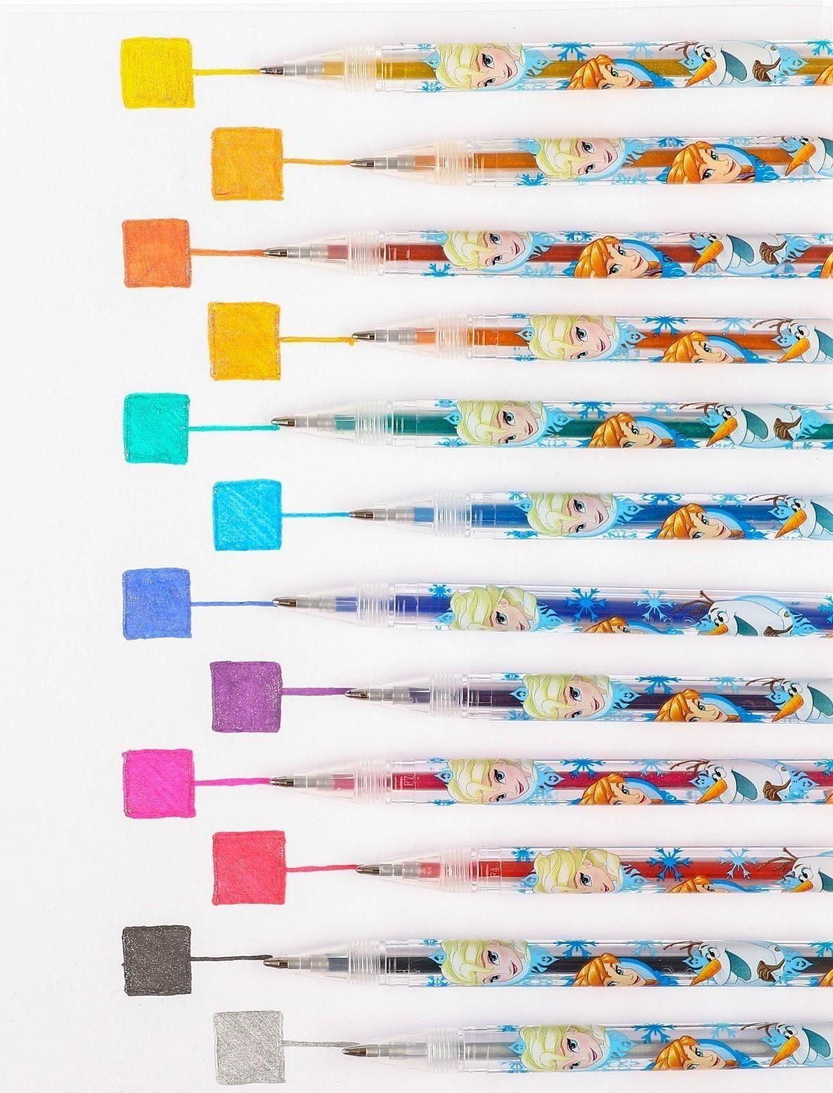 Набор гелевых ручек с блёстками, 12 цветов, Холодное сердце