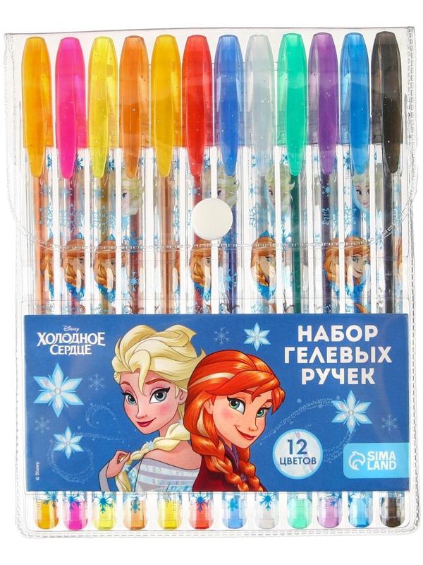 Набор гелевых ручек с блёстками, 12 цветов, Холодное сердце