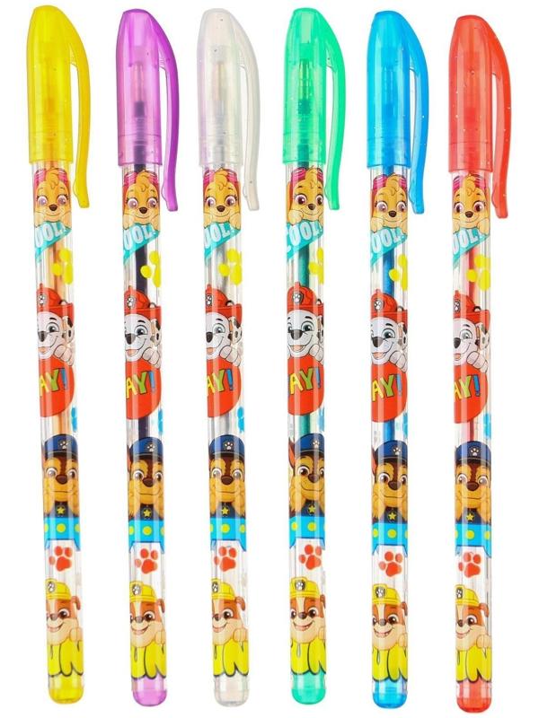 Набор гелевых ручек с блёстками, 6 цветов, Щенячий патруль