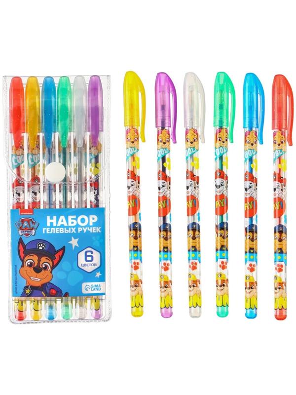 Набор гелевых ручек с блёстками, 6 цветов, Щенячий патруль