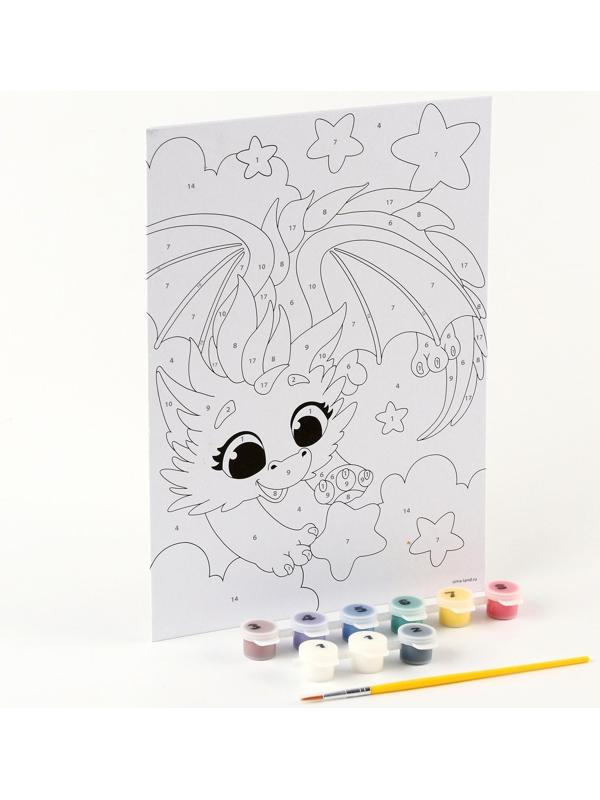 Картина по номерам «Дракончик в небе», 20 х 28,5 см