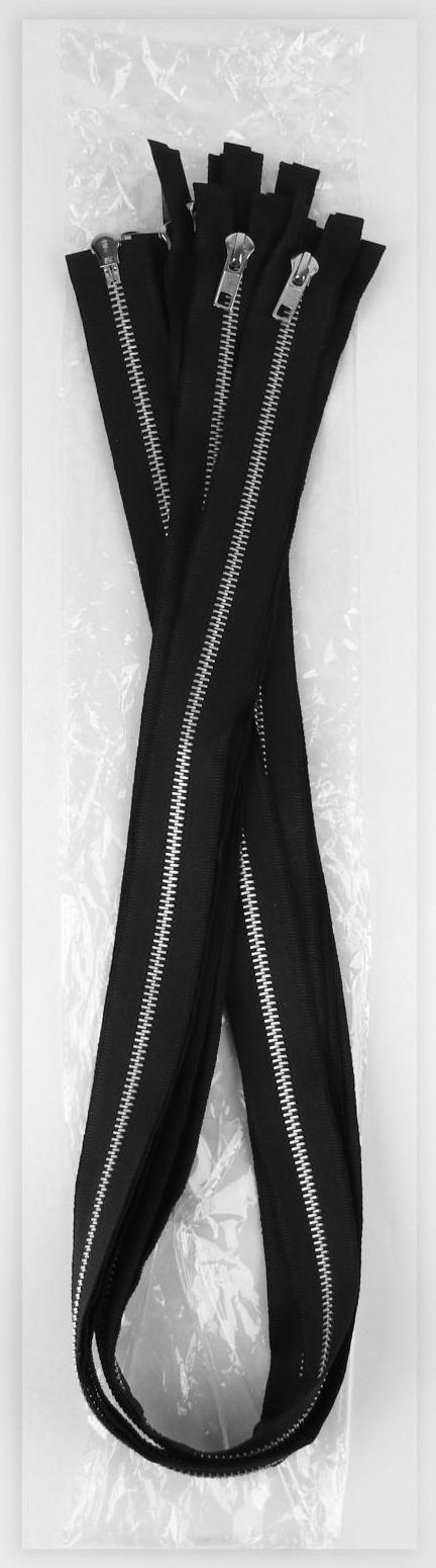 Молния металлическая, №5, 2 бегунка, разъёмная, замки автомат, 100 см, цвет чёрный/никель