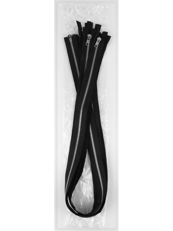 Молния металлическая, №5, 2 бегунка, разъёмная, замки автомат, 100 см, цвет чёрный/никель