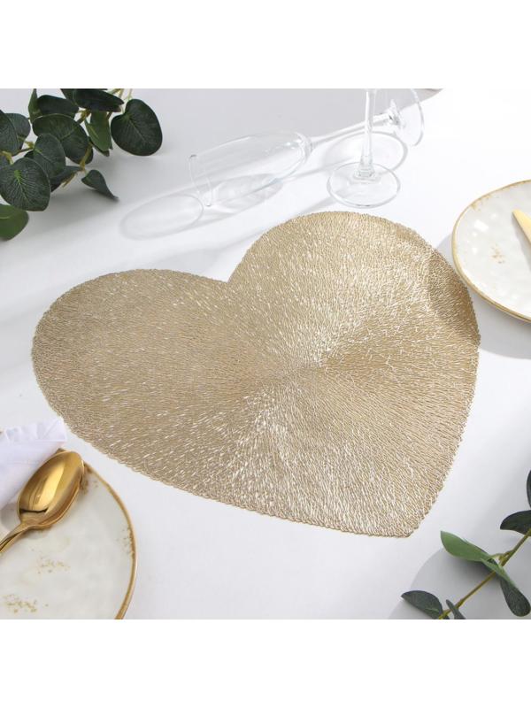 Салфетка сервировочная Доляна сердце цв.золото, d 38 см