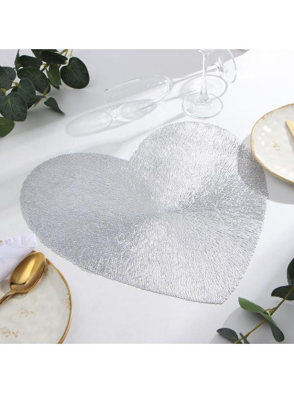 Салфетка сервировочная Доляна сердце цв.серебро, d 38 см