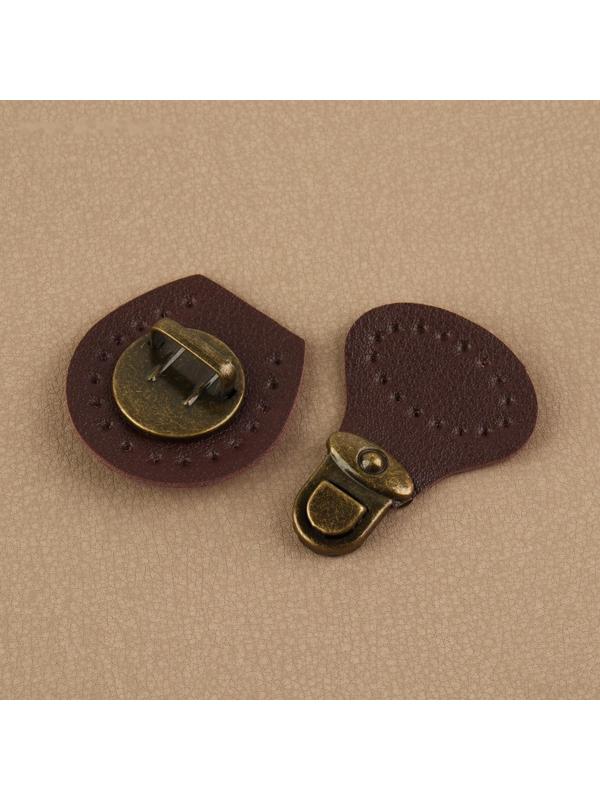 Застёжка для сумки, пришивная, 6 × 4 см, цвет тёмно-коричневый/бронзовый