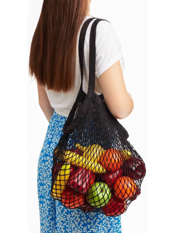 Авоська, 35 х 38 см, ручка 25 см, черная