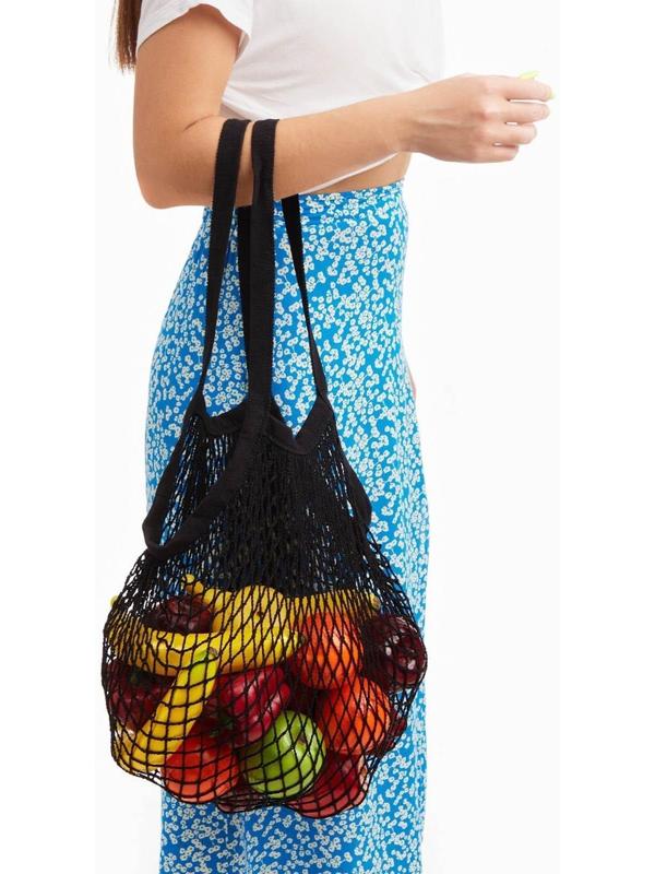 Авоська, 35 х 38 см, ручка 25 см, черная