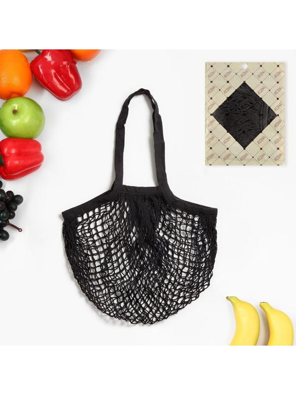 Авоська, 35 х 38 см, ручка 25 см, черная