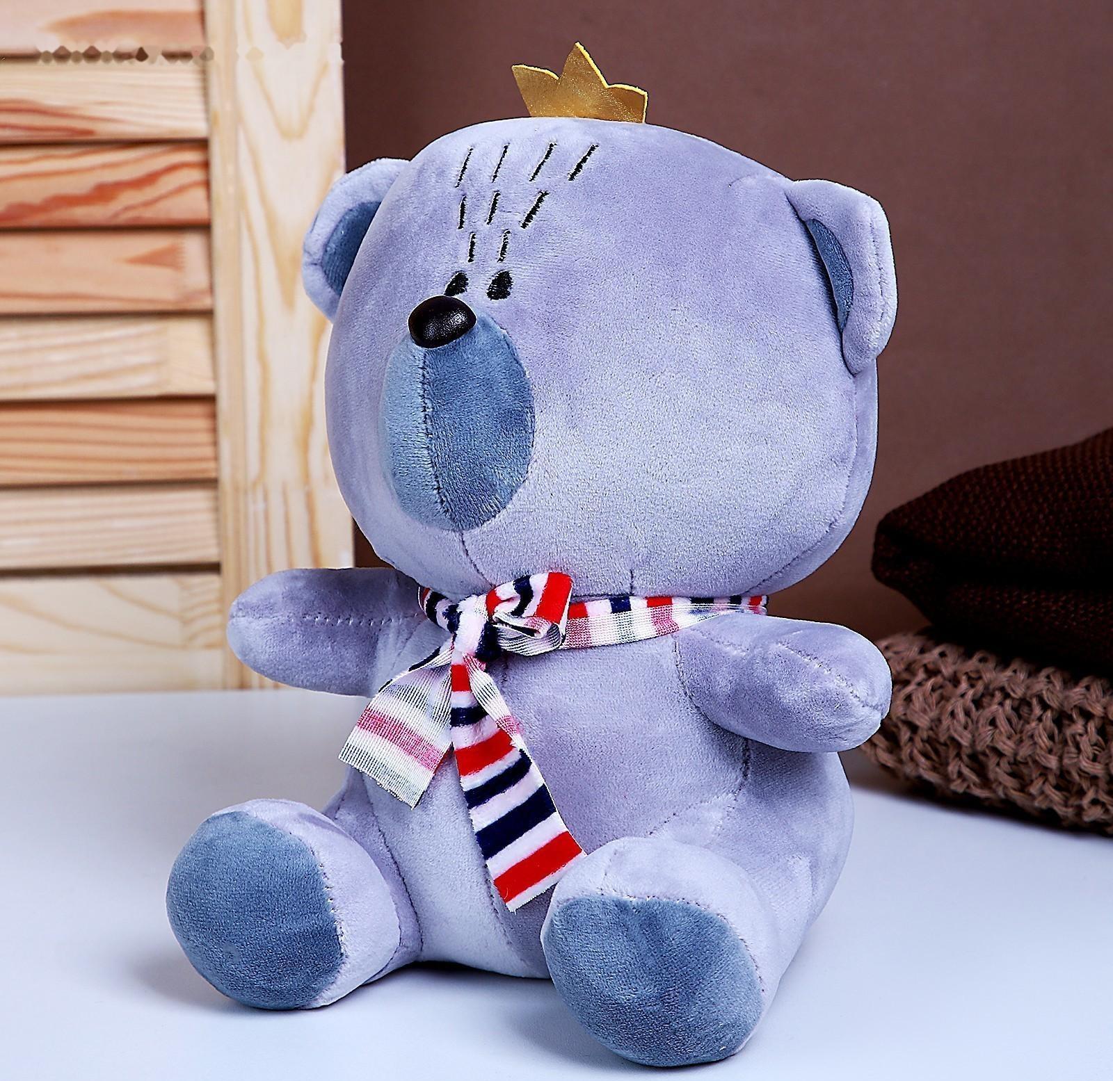 Мягкая игрушка «Мишка с короной», 26 см, цвет сиреневый
