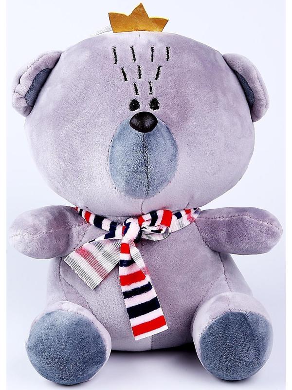 Мягкая игрушка «Мишка с короной», 26 см, цвет сиреневый