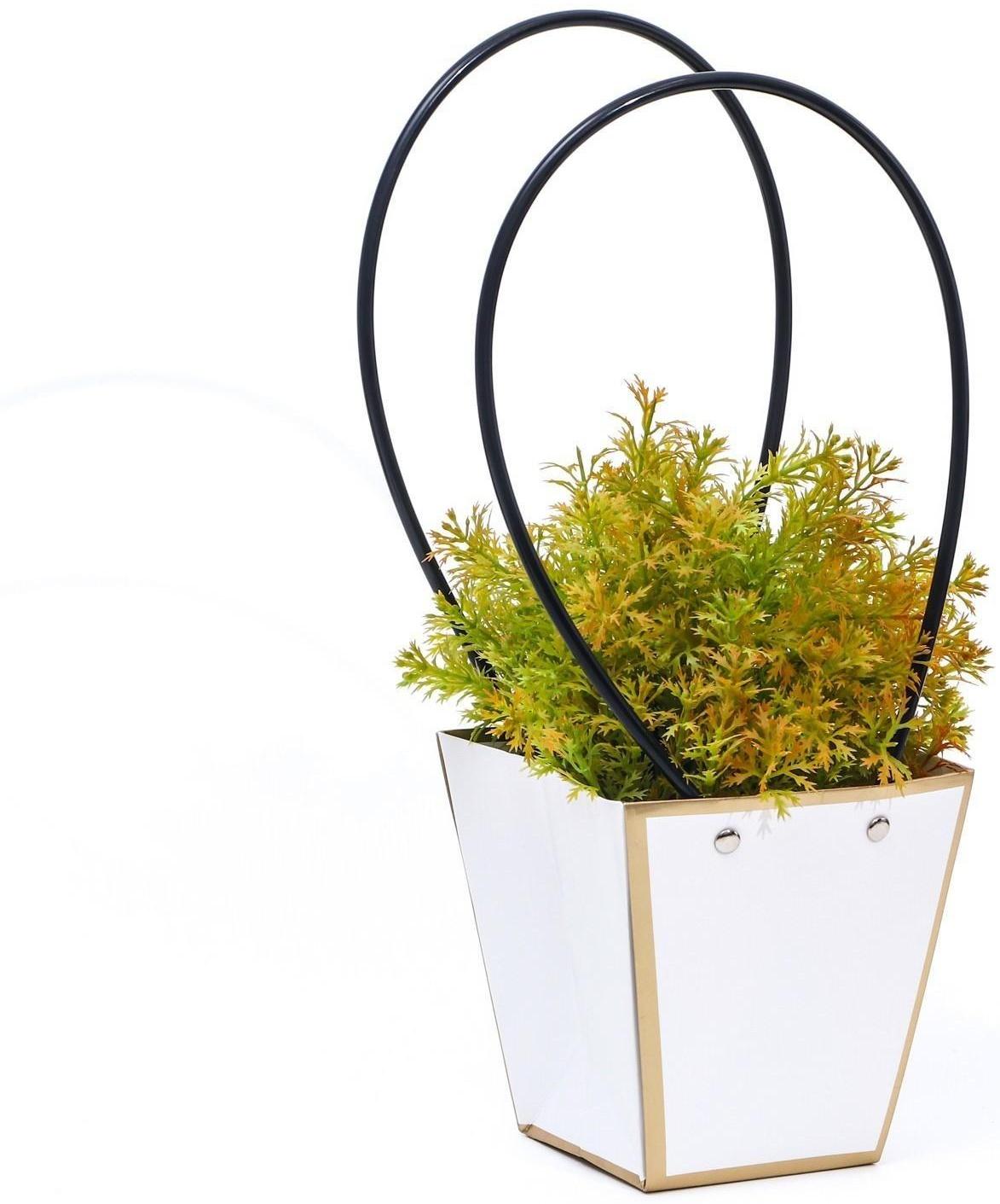 Сумка для цветов «Белая», с тиснением, влагостойкая, 12 x 12 - 8 x 8 - 12,5 см