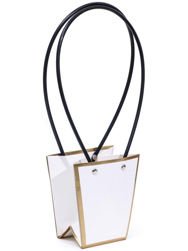 Сумка для цветов «Белая», с тиснением, влагостойкая, 12 x 12 - 8 x 8 - 12,5 см