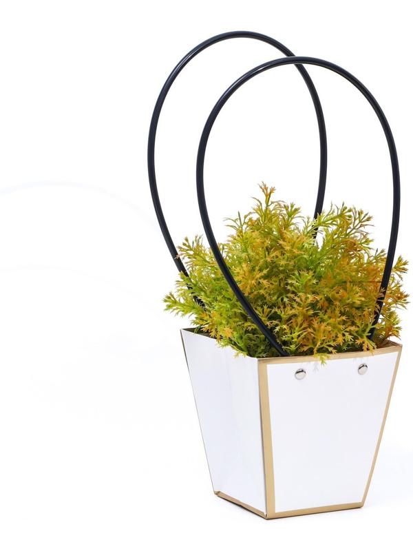 Сумка для цветов «Белая», с тиснением, влагостойкая, 12 x 12 - 8 x 8 - 12,5 см