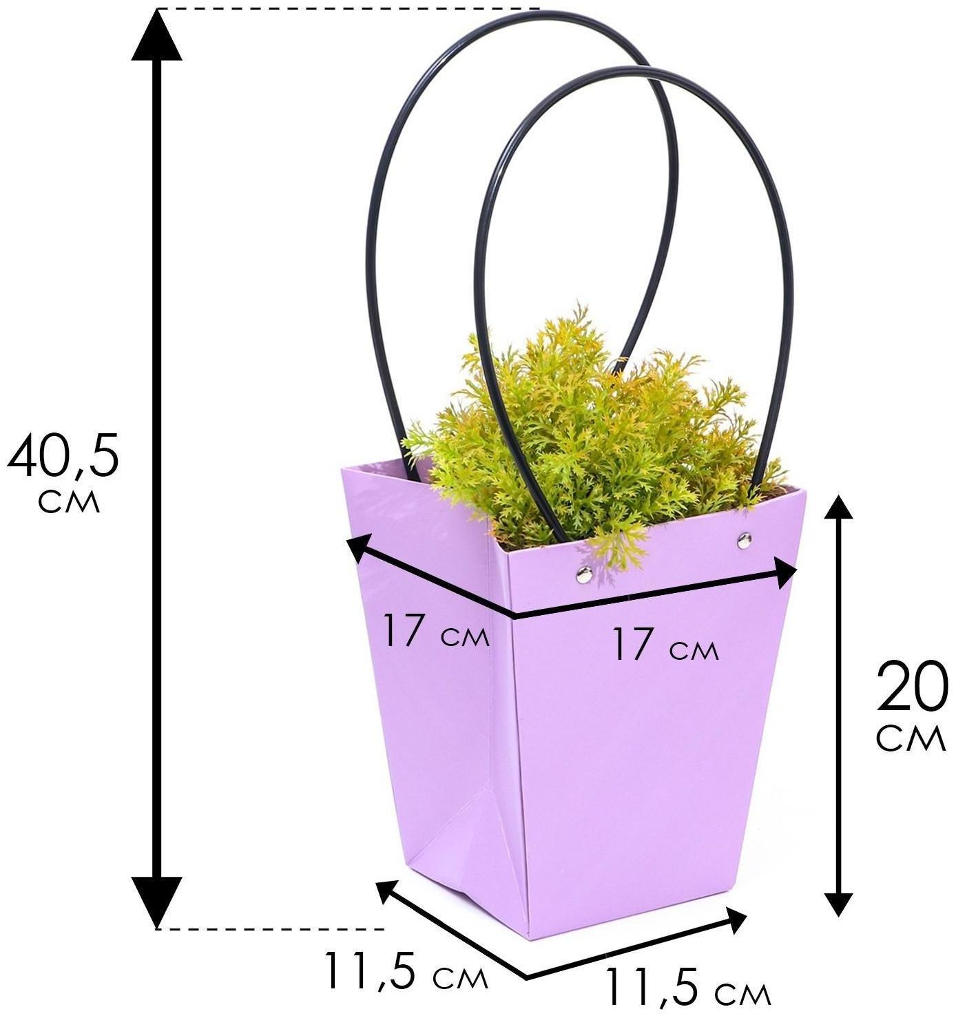 Сумка для цветов «Лиловая», влагостойкая, 17 x 17 - 11,5 x 11,5 - 20 см