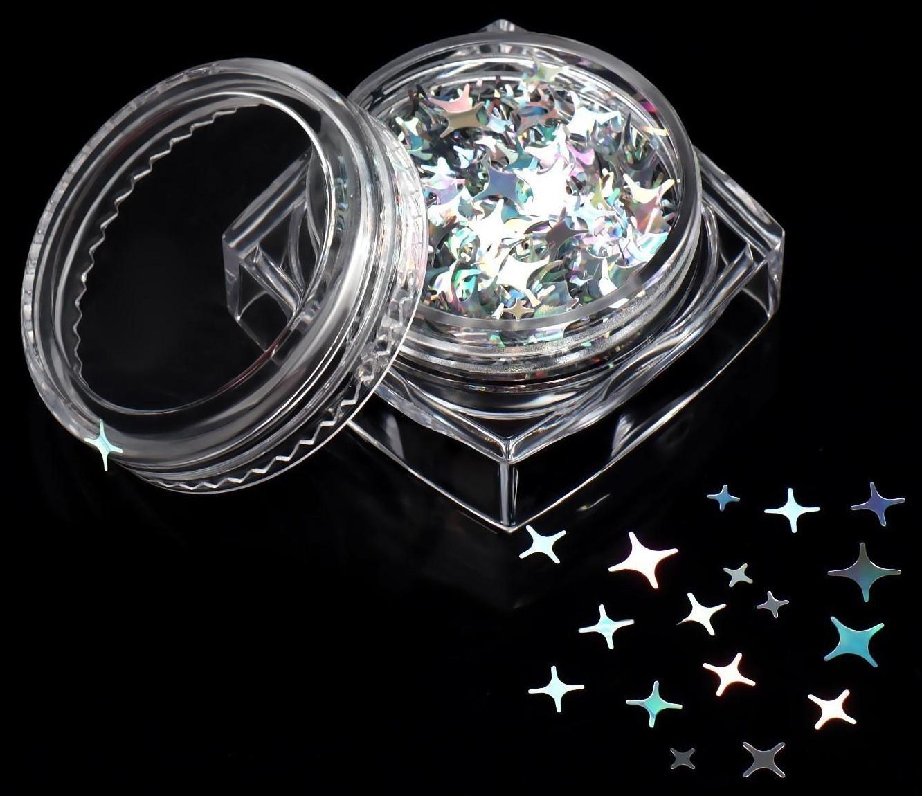 Пайетки для декора ногтей «Звёздная ночь», цвет серебристый