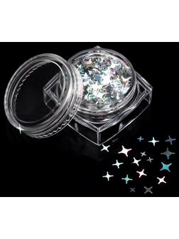 Пайетки для декора ногтей «Звёздная ночь», цвет серебристый