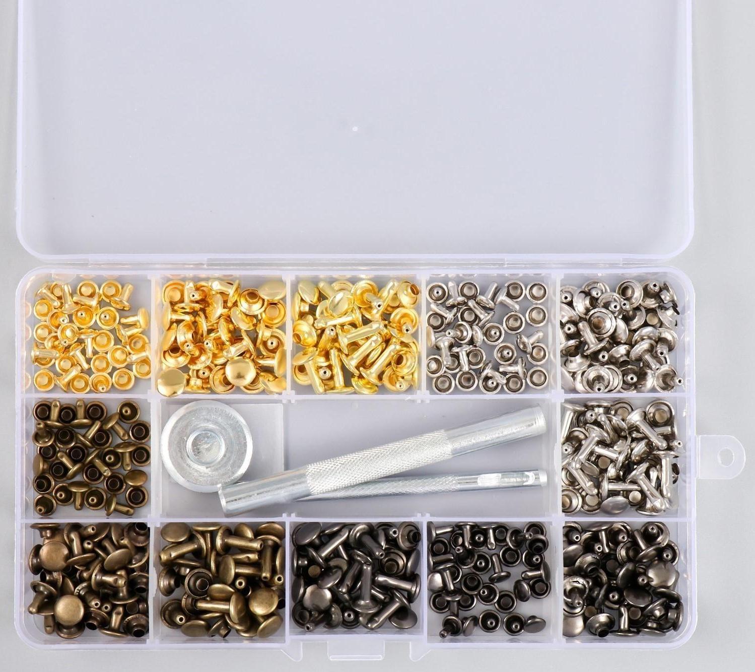 Заклёпочник с набором заклёпок 180 шт 12 видов (8х12 мм; 8х8 мм; 6х6 мм) 17,2х9,5х2,3 см