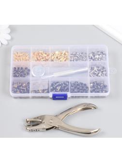 Заклёпочник с набором заклёпок 180 шт 12 видов (8х12 мм; 8х8 мм; 6х6 мм) 17,2х9,5х2,3 см