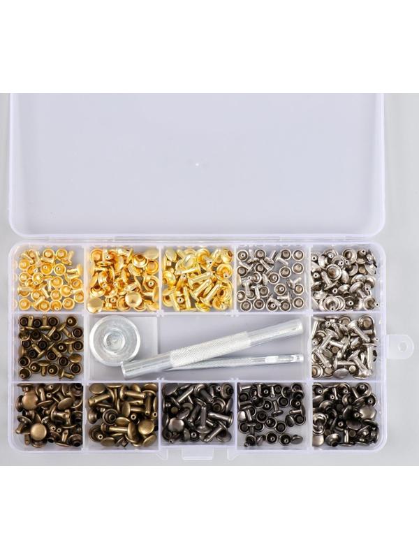 Заклёпочник с набором заклёпок 180 шт 12 видов (8х12 мм; 8х8 мм; 6х6 мм) 17,2х9,5х2,3 см