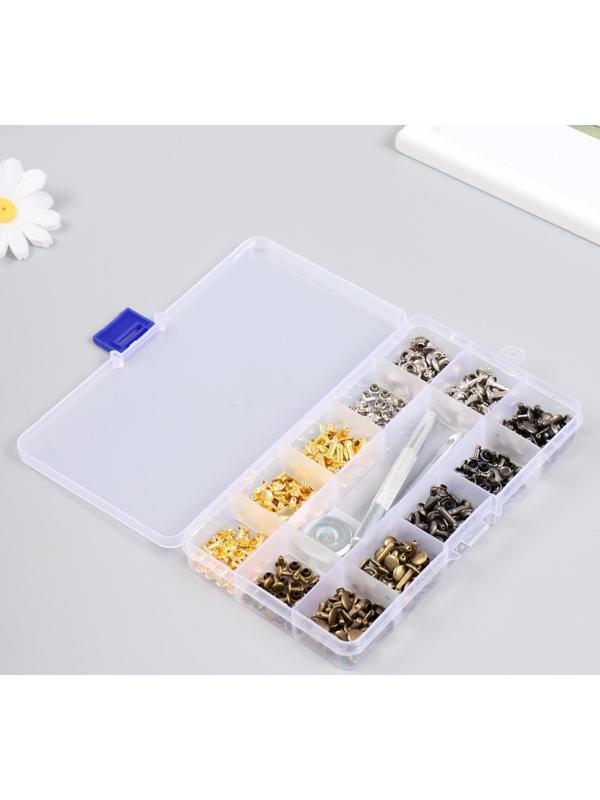 Заклёпочник с набором заклёпок 180 шт 12 видов (8х12 мм; 8х8 мм; 6х6 мм) 17,2х9,5х2,3 см