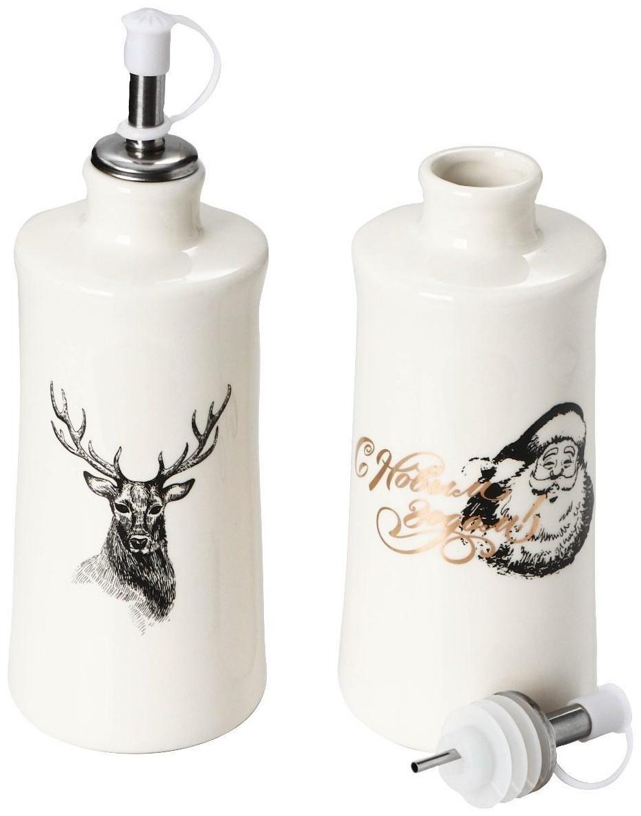 Набор для соусов и масел Доляна «Дед Мороз и олени», 2 предмета: 300 мл, цвет белый