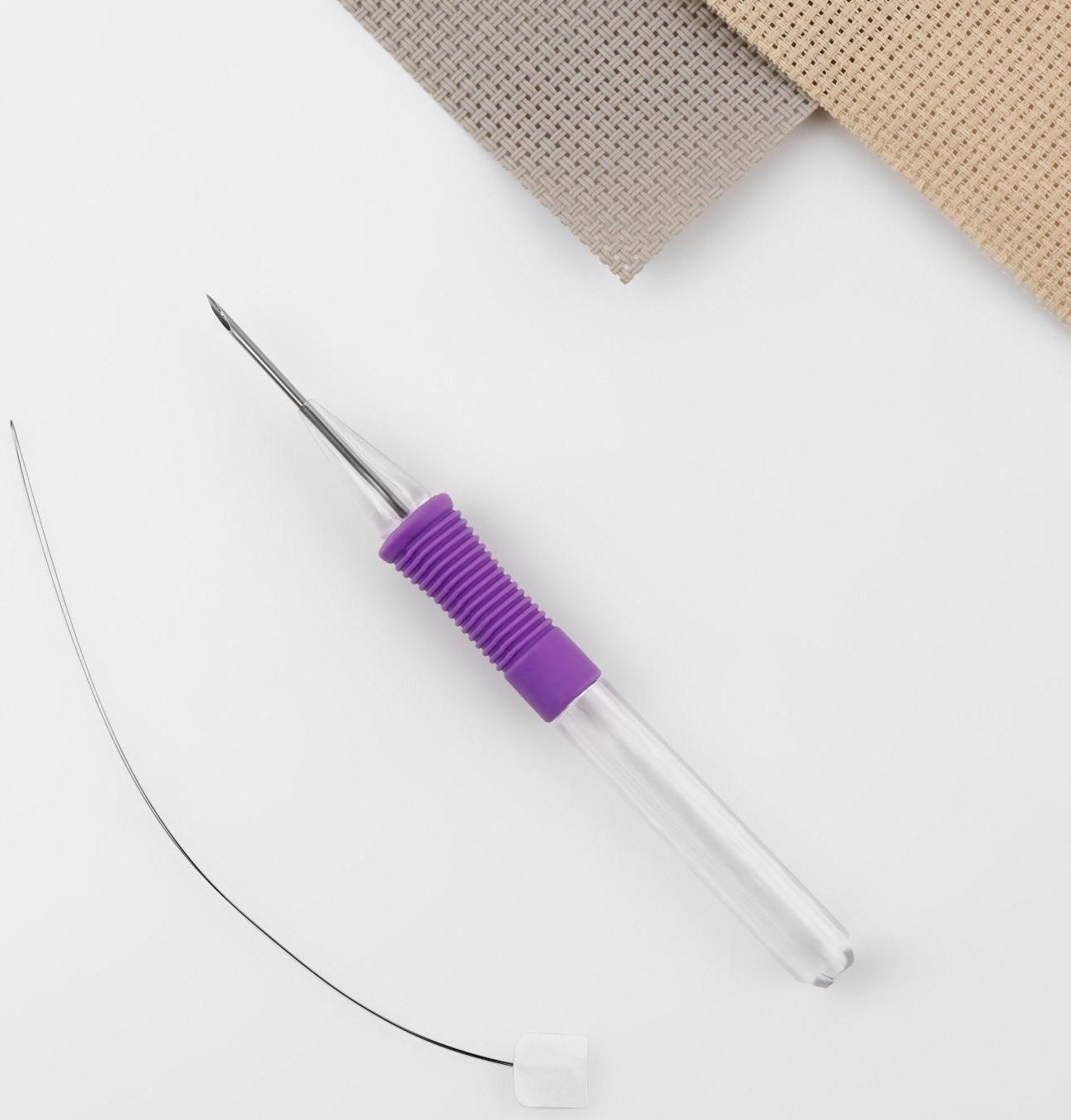 Игла для вышивания, для ковровой техники, d = 1,6 мм, с нитевдевателем, цвет фиолетовый