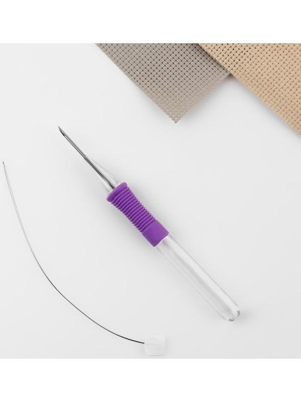 Игла для вышивания, для ковровой техники, d = 1,6 мм, с нитевдевателем, цвет фиолетовый