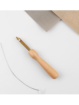 Игла для вышивания, для ковровой техники, d = 5 мм, с нитевдевателем, цвет золотой