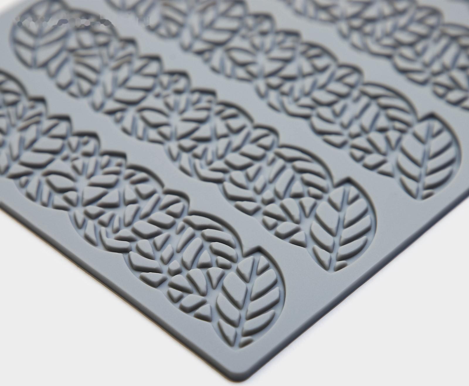 Силиконовый коврик для айсинга Доляна «Листья», 16×13×0,3 см, цвет серый