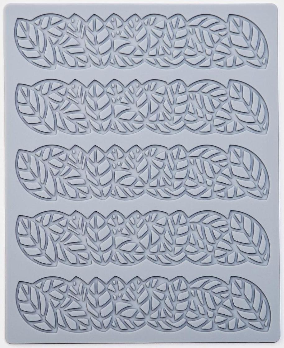 Силиконовый коврик для айсинга Доляна «Листья», 16×13×0,3 см, цвет серый