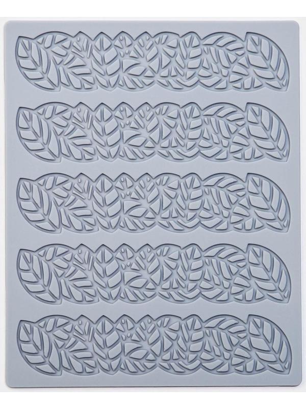 Силиконовый коврик для айсинга Доляна «Листья», 16×13×0,3 см, цвет серый