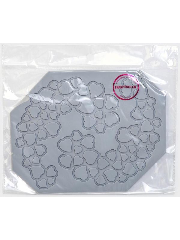 Силиконовый коврик для айсинга Доляна «Сердца», 17,7×14×0,3 см , цвет серый