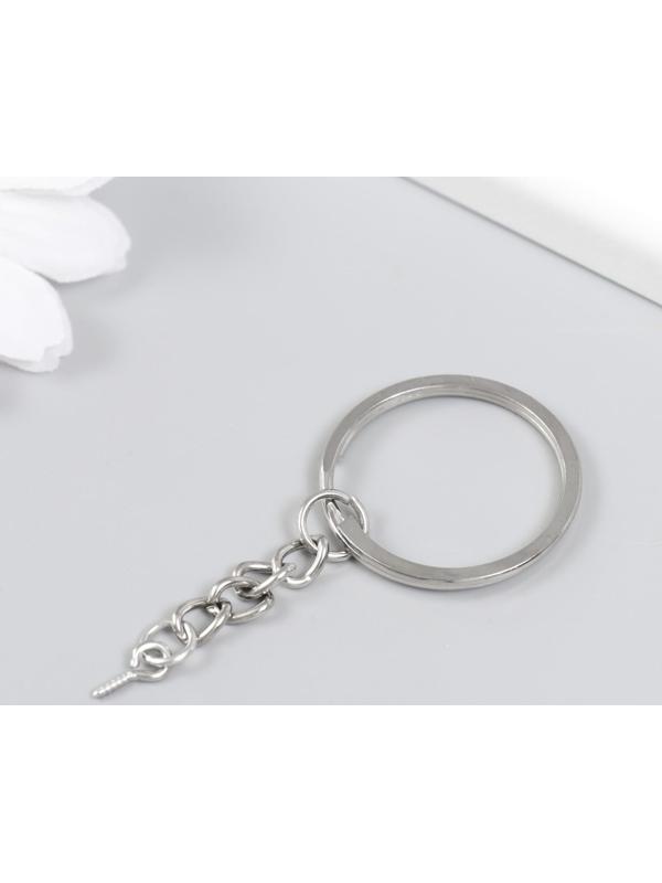 Основа для брелока кольцо металл с цепочкой и винтом серебро 3х6,4 см