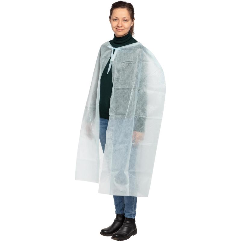 Накидка халат н/с для посет, спанбонд, дл.110см, пл.25 ШК33266