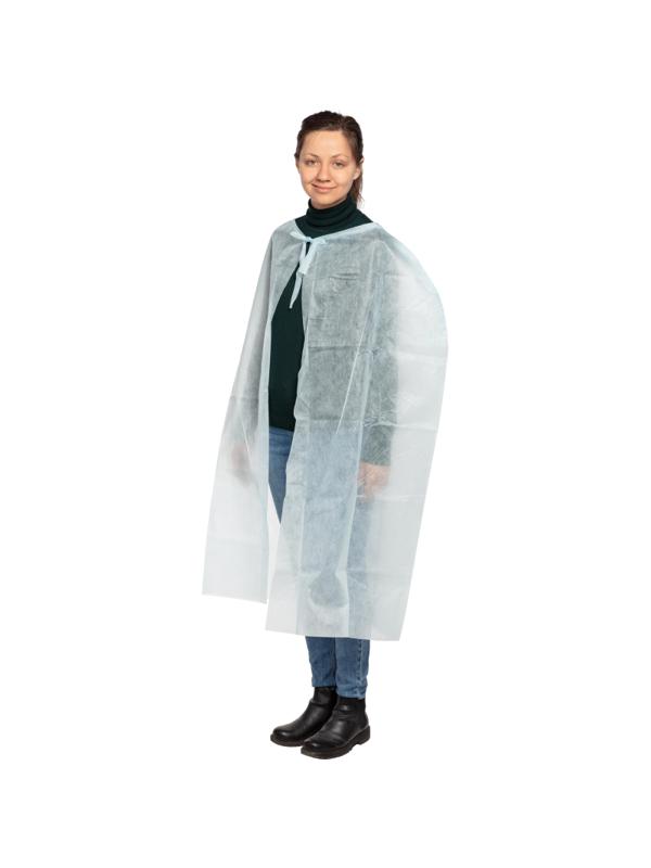 Накидка халат н/с для посет, спанбонд, дл.110см, пл.25 ШК33266