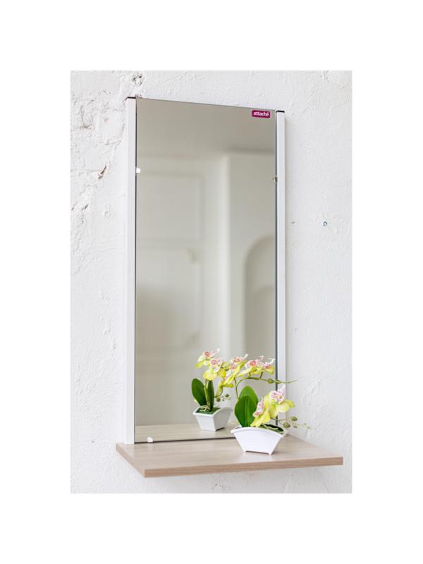 Зеркало настенное TI_Attache Мюлен/полка 420x783 мет.бел/ЛДСП яс.шимо св